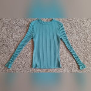 Women's Ribbed Shirt Teal Size Small